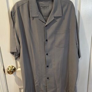Tommy Bahama Washable Silk Men's Gray Short Sleeve Shirt Size XL/TG